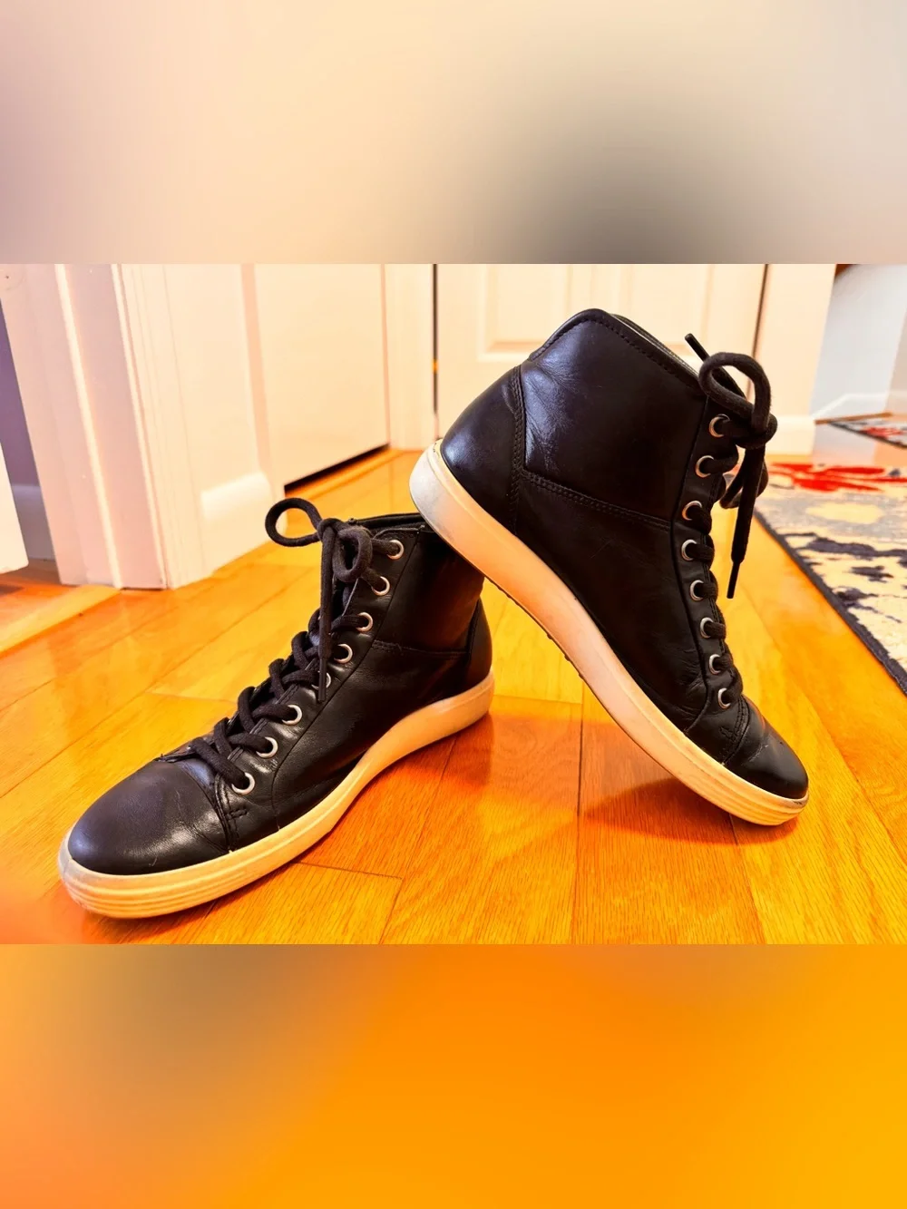 Ecco- Black High-Top Leather Sneakers